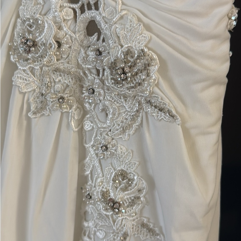 Jovani Ivory Wedding Dress with Silver Embellishments - Picture 3 of 6